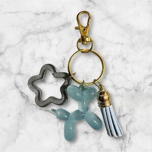 Gold and Blue Keychain with Star and Tassel
